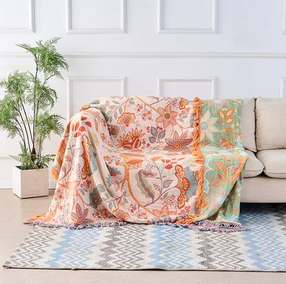 Boho-Chic – Katoenen plaid met bloemenpatroon