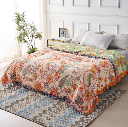 Boho-Chic – Katoenen plaid met bloemenpatroon