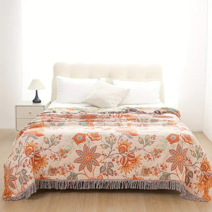 Boho-Chic – Katoenen plaid met bloemenpatroon