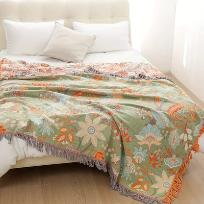 Boho-Chic – Katoenen plaid met bloemenpatroon