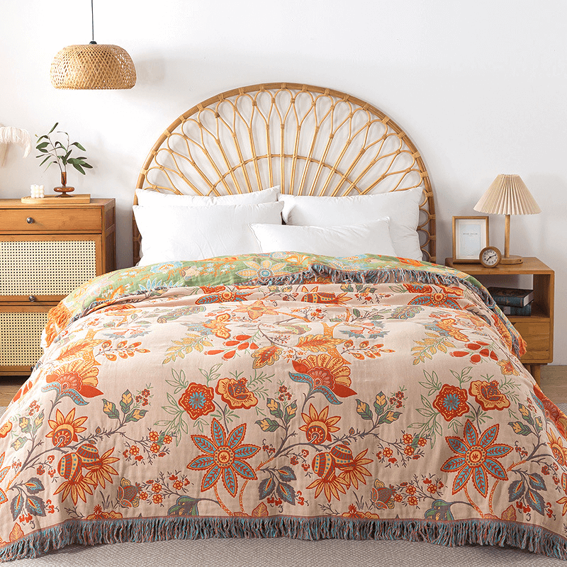 BohoWeave – Manta reversible de algodón con patrón jacquard