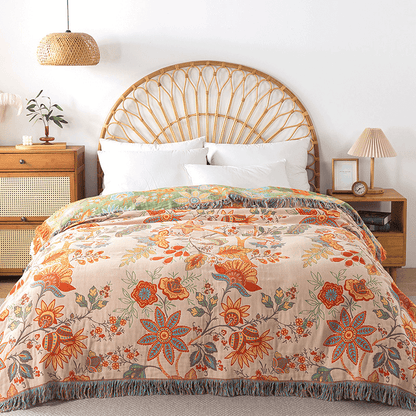 BohoWeave – Manta reversible de algodón con patrón jacquard