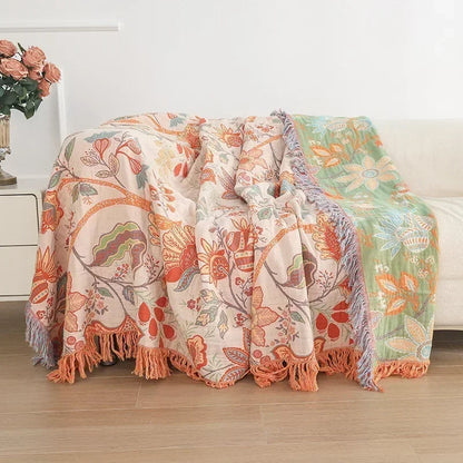 BohoWeave – Manta reversible de algodón con patrón jacquard