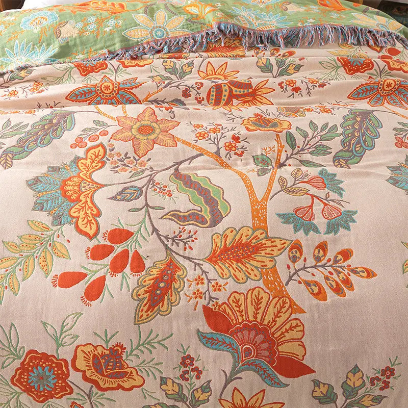 BohoWeave – Manta reversible de algodón con patrón jacquard