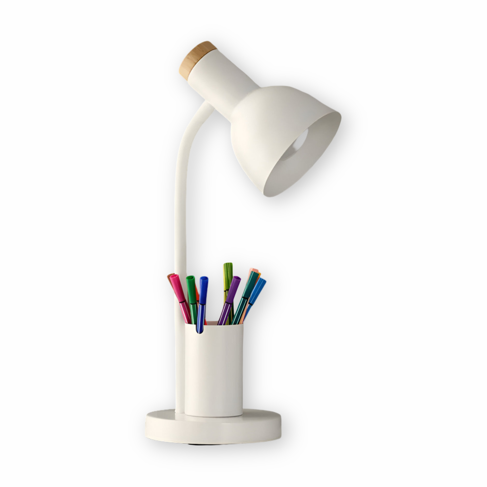 LumoDesk – lámpara de mesa LED con soporte para bolígrafos para organización e iluminación