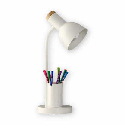 LumoDesk – lámpara de mesa LED con soporte para bolígrafos para organización e iluminación