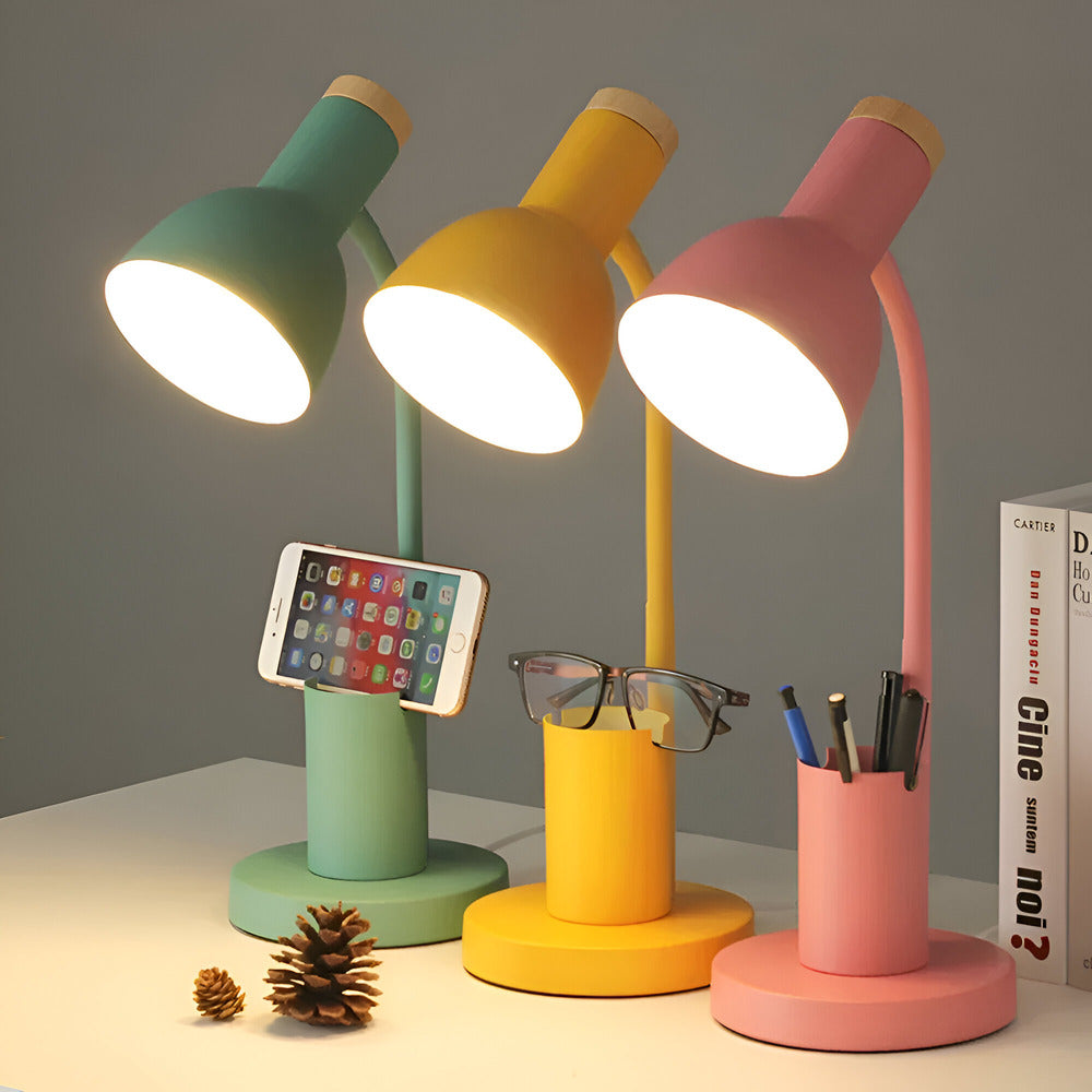 LumoDesk – lámpara de mesa LED con soporte para bolígrafos para organización e iluminación