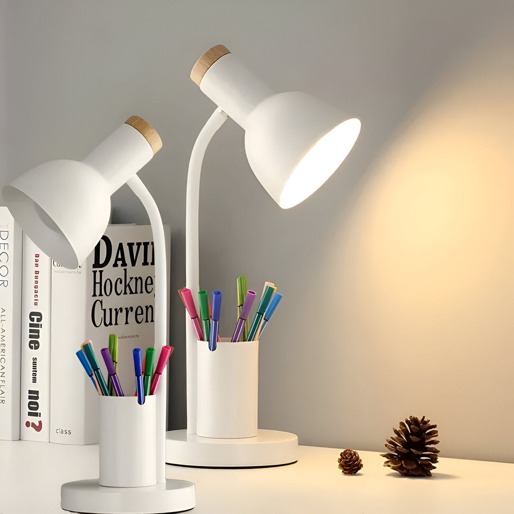 LumoDesk – lámpara de mesa LED con soporte para bolígrafos para organización e iluminación