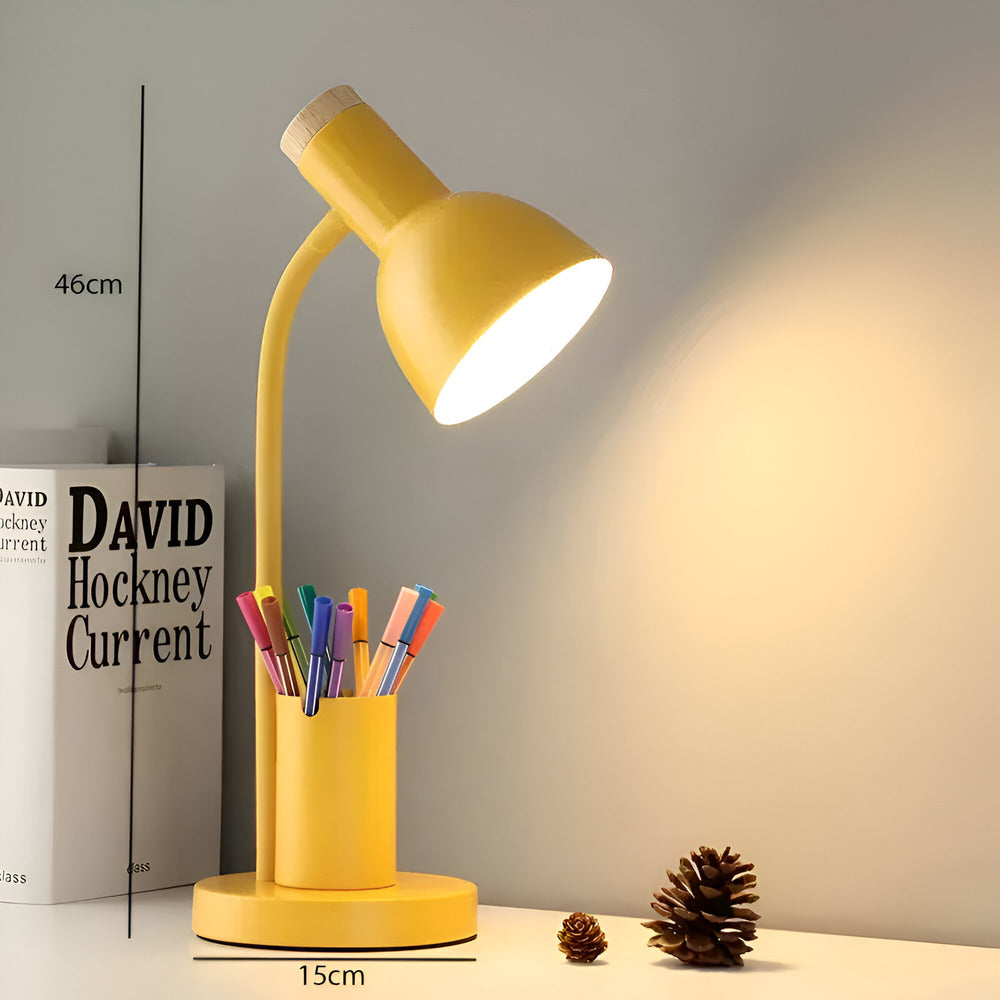 LumoDesk – lámpara de mesa LED con soporte para bolígrafos para organización e iluminación