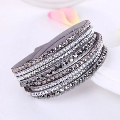 ELEGANT WRAP BRACELET - Kunstleder mit funkelnden Kristallen für Frauen
