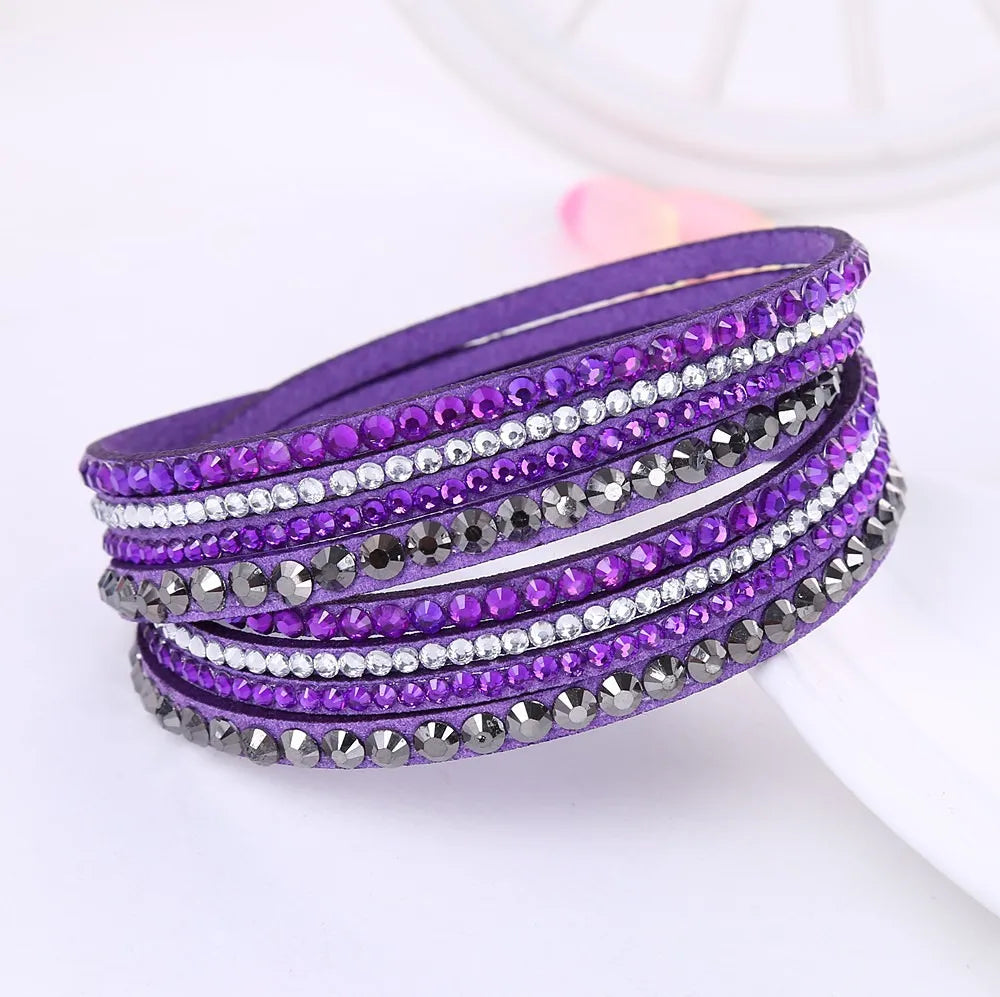 ELEGANT WRAP BRACELET - Kunstleder mit funkelnden Kristallen für Frauen