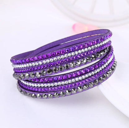 ELEGANT WRAP BRACELET - Kunstleder mit funkelnden Kristallen für Frauen