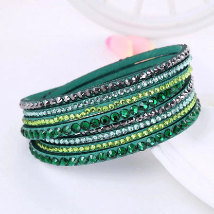 ELEGANT WRAP BRACELET - Kunstleder mit funkelnden Kristallen für Frauen