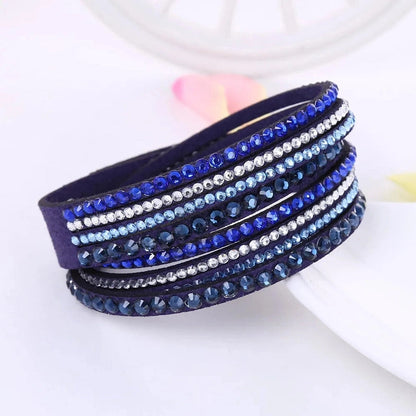 ELEGANT WRAP BRACELET - Kunstleder mit funkelnden Kristallen für Frauen