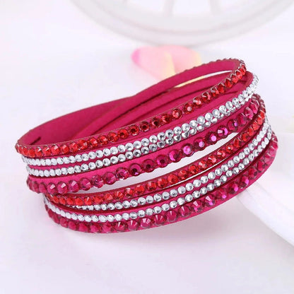 ELEGANT WRAP BRACELET - Kunstleder mit funkelnden Kristallen für Frauen