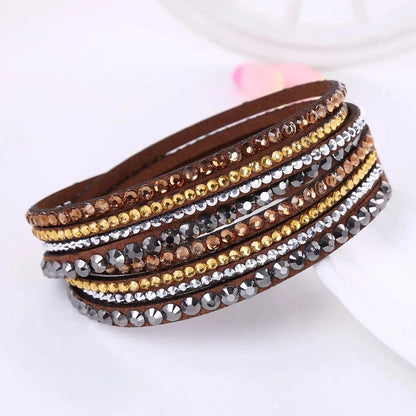 ELEGANT WRAP BRACELET - Kunstleder mit funkelnden Kristallen für Frauen