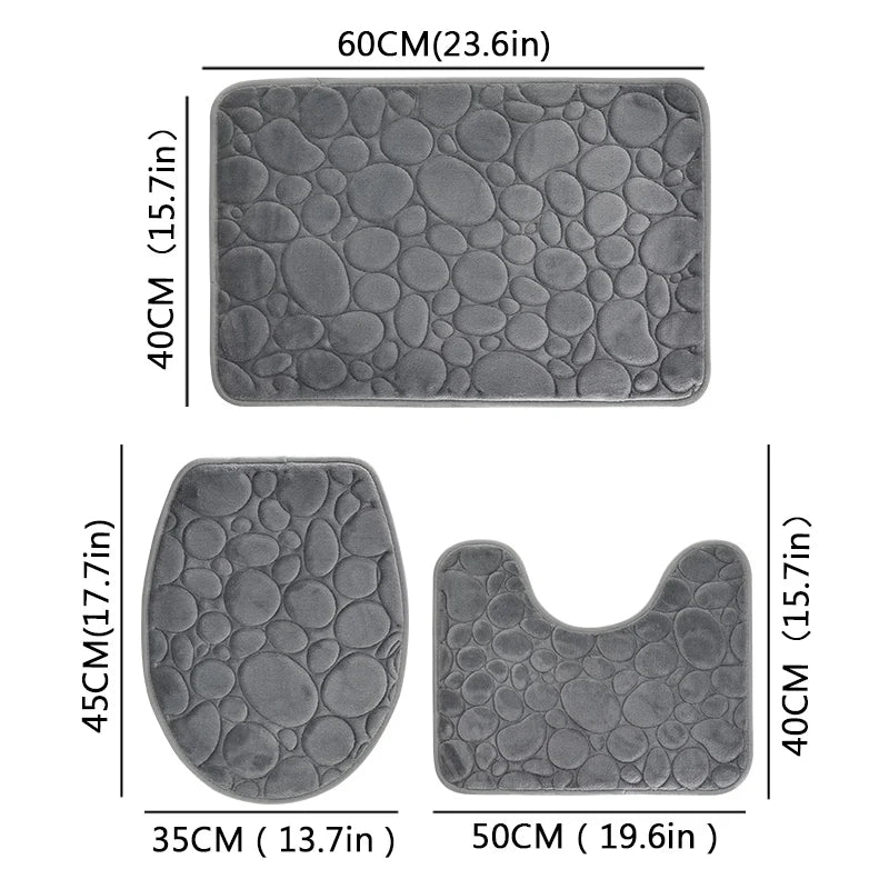 Softura – 3-Piece Non-Slip Bathroom Mat Set with Comfort & Style