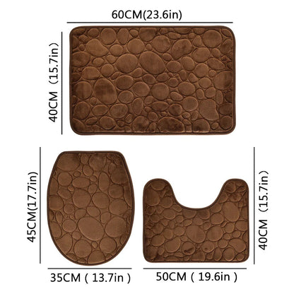 Softura – 3-Piece Non-Slip Bathroom Mat Set with Comfort & Style