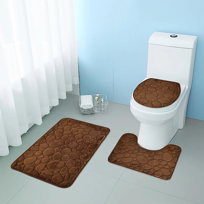 Softura – 3-Piece Non-Slip Bathroom Mat Set with Comfort & Style