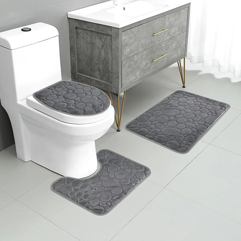 Softura – 3-Piece Non-Slip Bathroom Mat Set with Comfort & Style