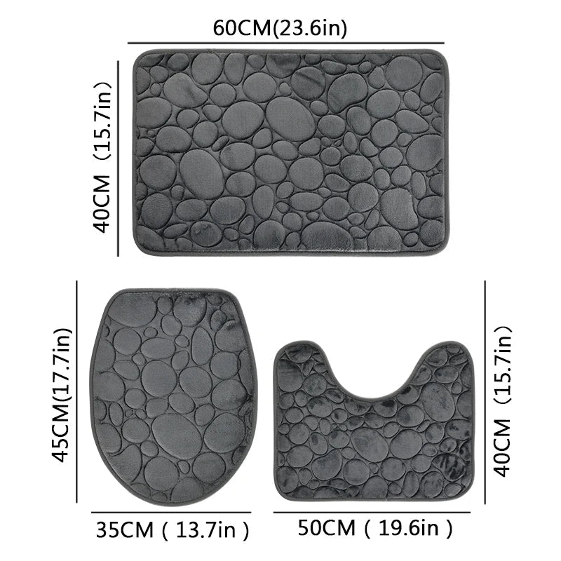 Softura – 3-Piece Non-Slip Bathroom Mat Set with Comfort & Style