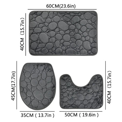 Softura – 3-Piece Non-Slip Bathroom Mat Set with Comfort & Style