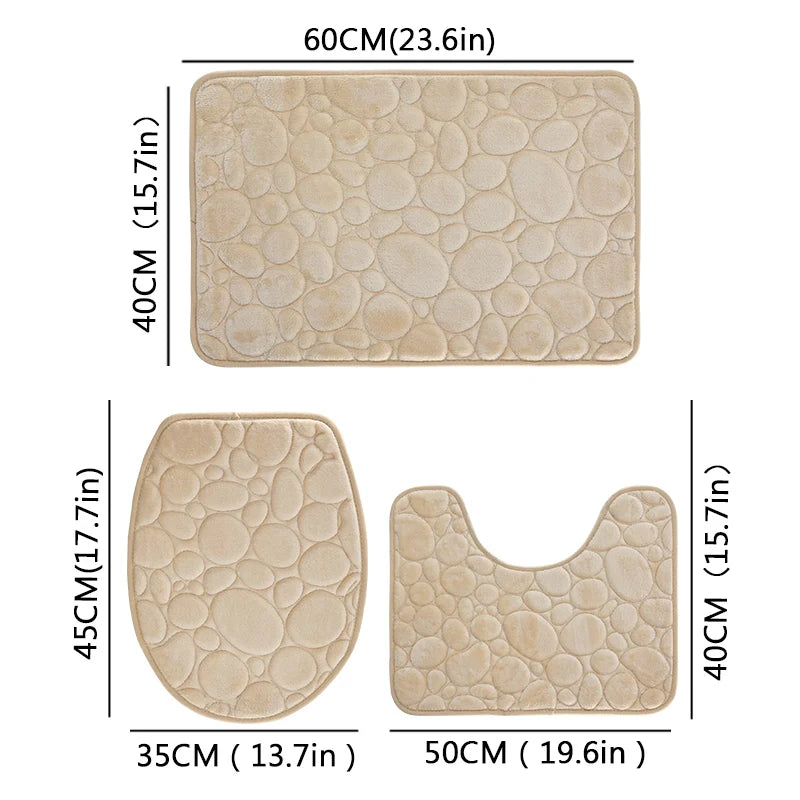 Softura – 3-Piece Non-Slip Bathroom Mat Set with Comfort & Style