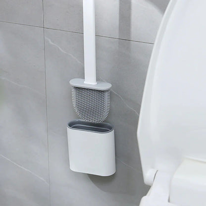 CleanBrush – Spazzola per WC in silicone igienica con supporto a parete