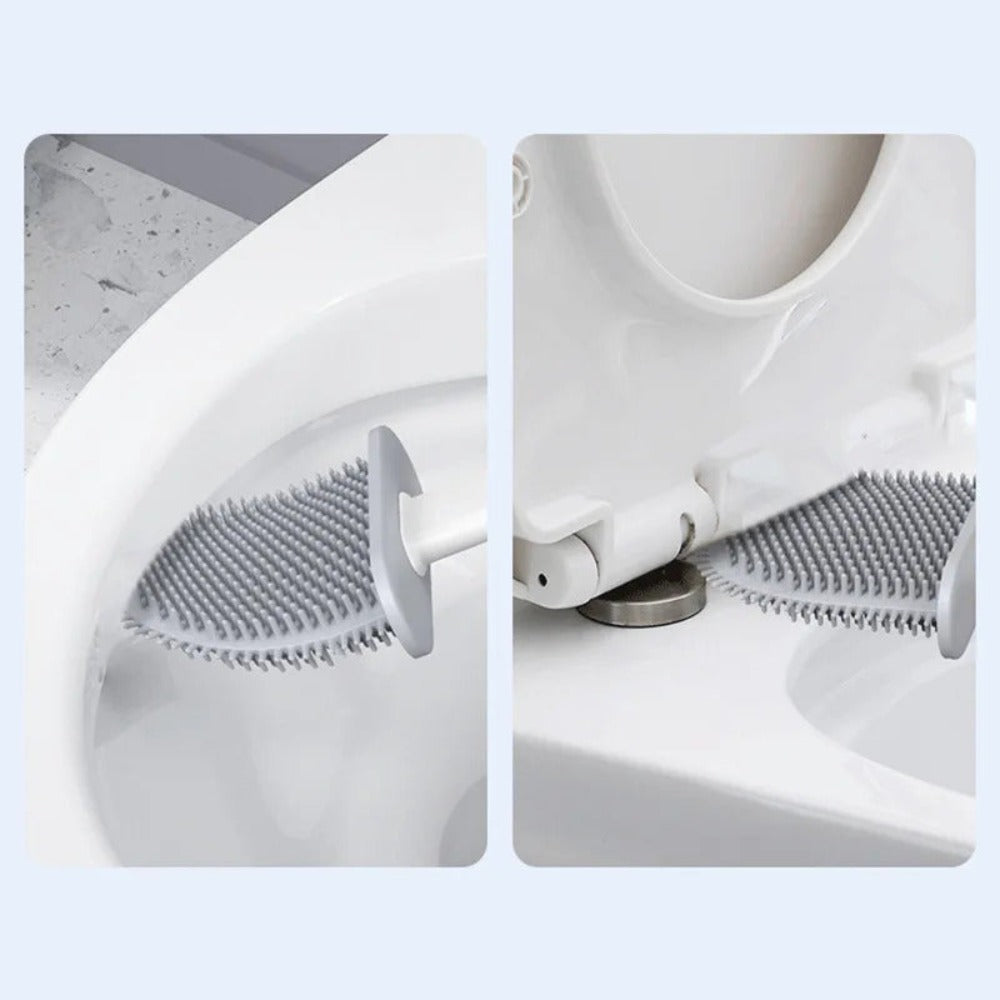CleanBrush – Spazzola per WC in silicone igienica con supporto a parete