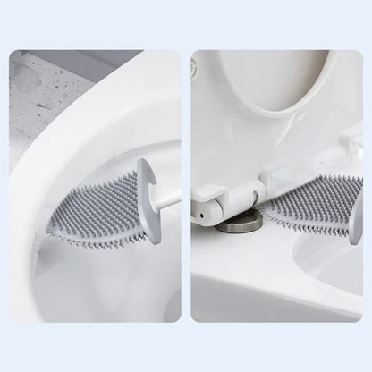 CleanBrush – Spazzola per WC in silicone igienica con supporto a parete