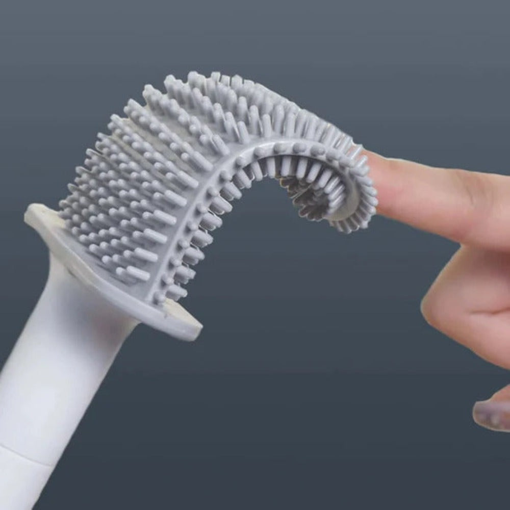 CleanBrush – Spazzola per WC in silicone igienica con supporto a parete