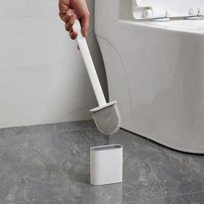 CleanBrush – Spazzola per WC in silicone igienica con supporto a parete