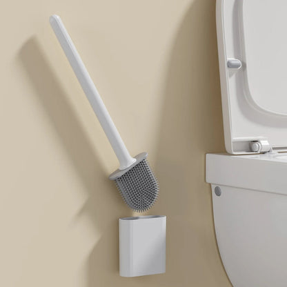 CleanBrush – Spazzola per WC in silicone igienica con supporto a parete