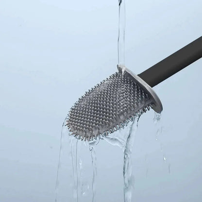 CleanBrush – Spazzola per WC in silicone igienica con supporto a parete