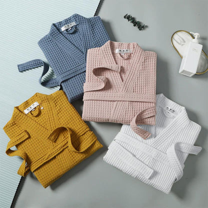 CottonLuxe – Waffle V-Neck Bathrobe made from 100% Cotton