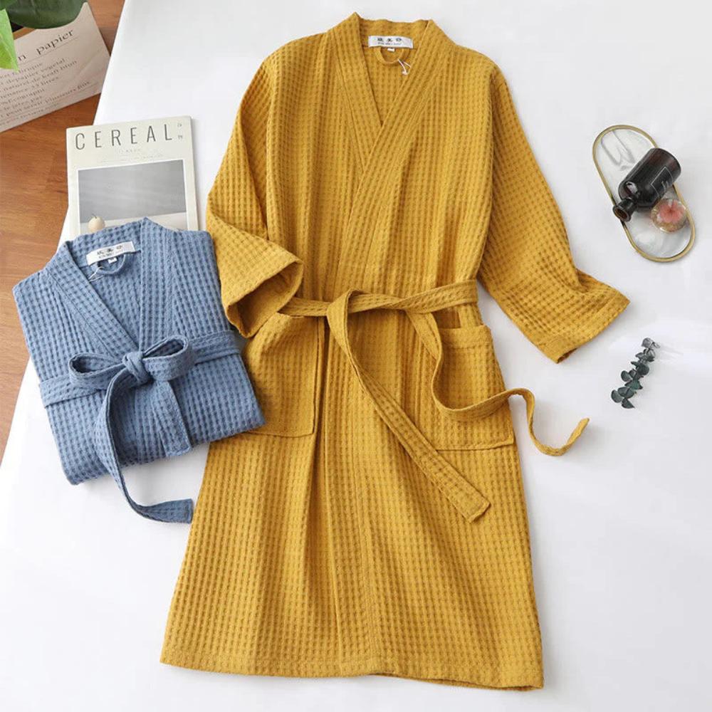 CottonLuxe – Waffle V-Neck Bathrobe made from 100% Cotton