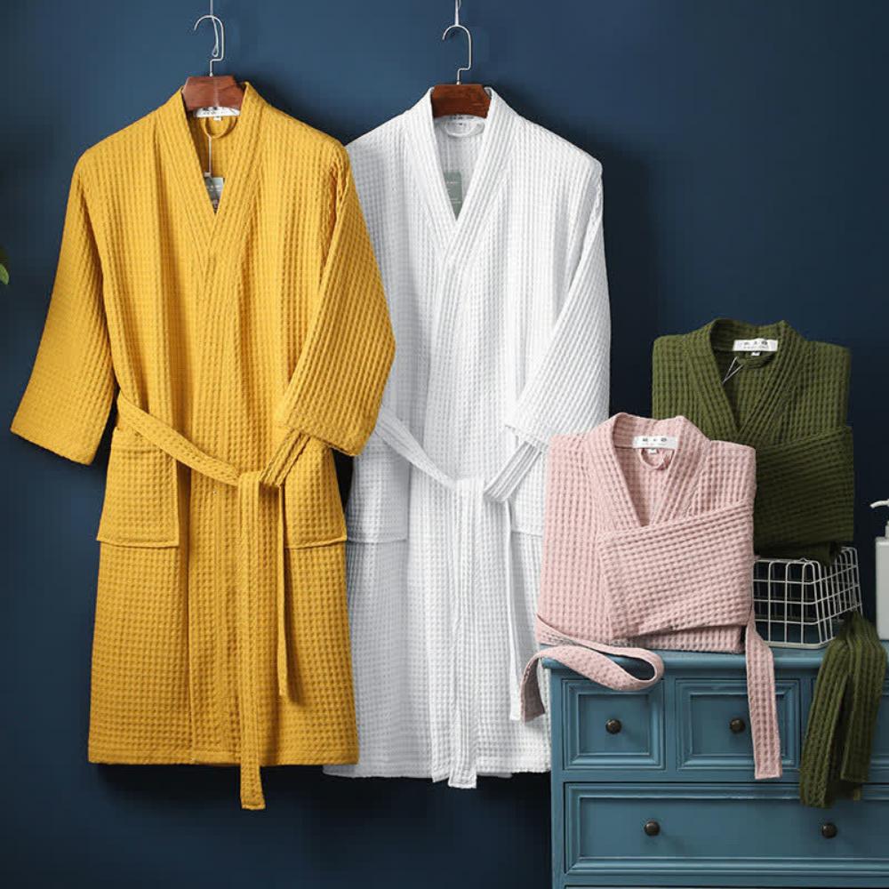 CottonLuxe – Waffle V-Neck Bathrobe made from 100% Cotton