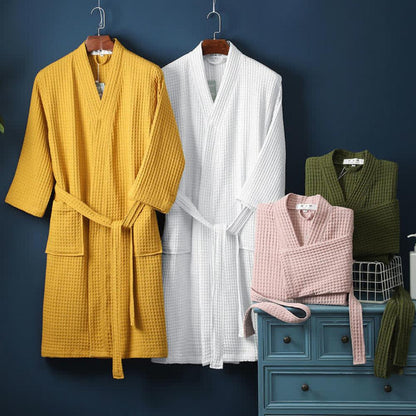 CottonLuxe – Waffle V-Neck Bathrobe made from 100% Cotton