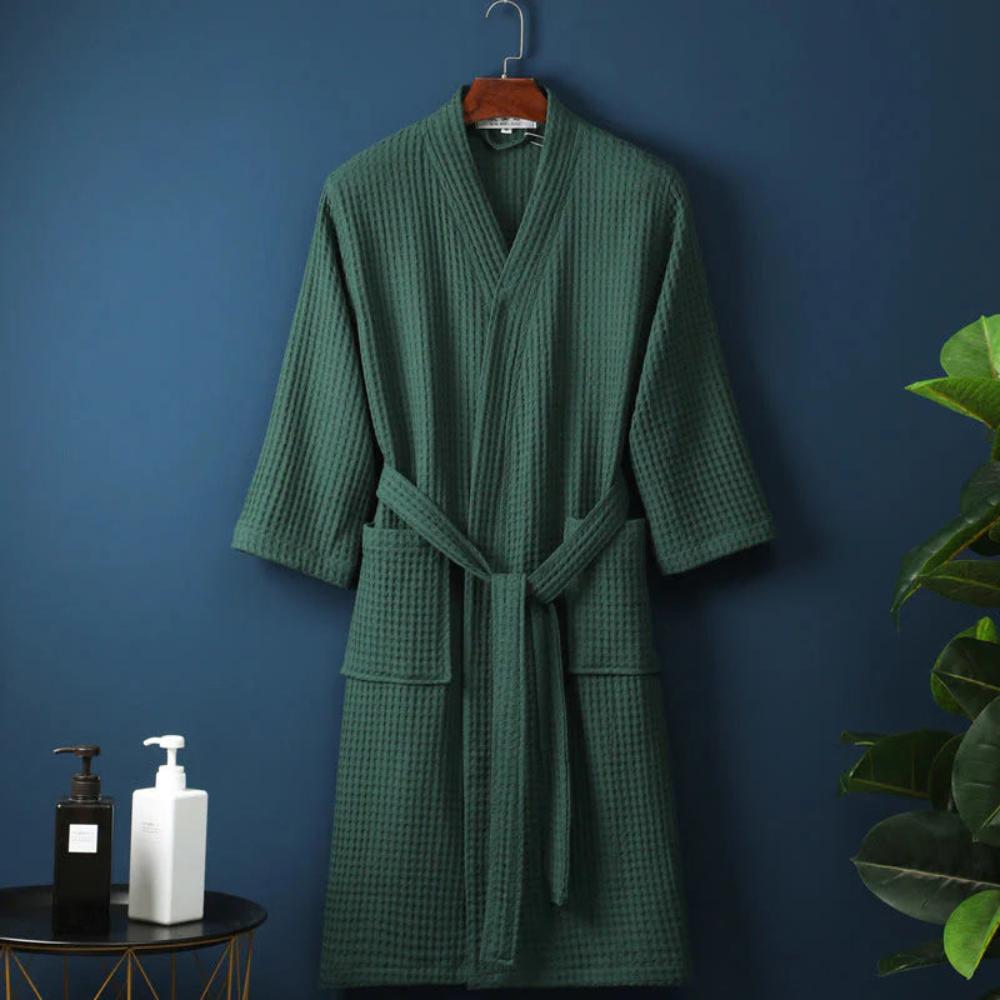 CottonLuxe – Waffle V-Neck Bathrobe made from 100% Cotton