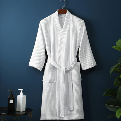 CottonLuxe – Waffle V-Neck Bathrobe made from 100% Cotton