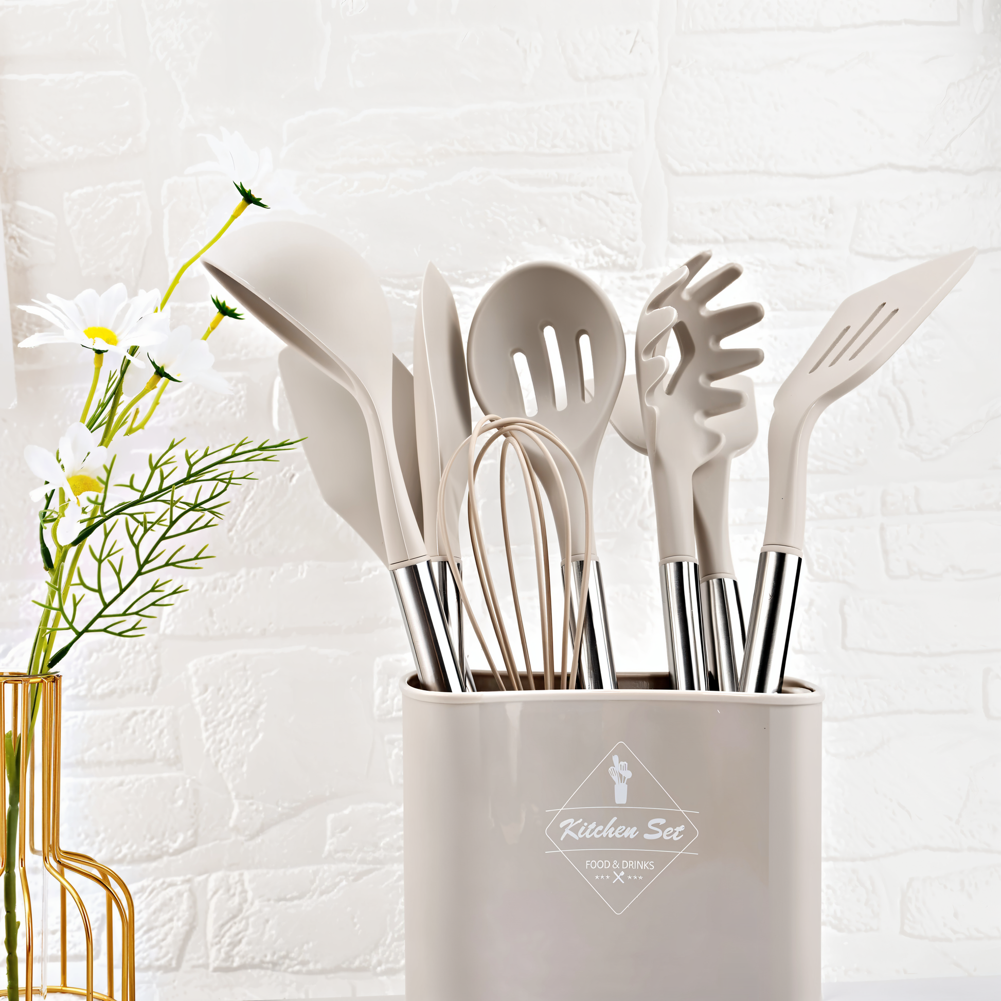 Culinara Pro - 12-Piece Silicone Kitchen Utensil Set with Spatula, Ladle & Whisks 0