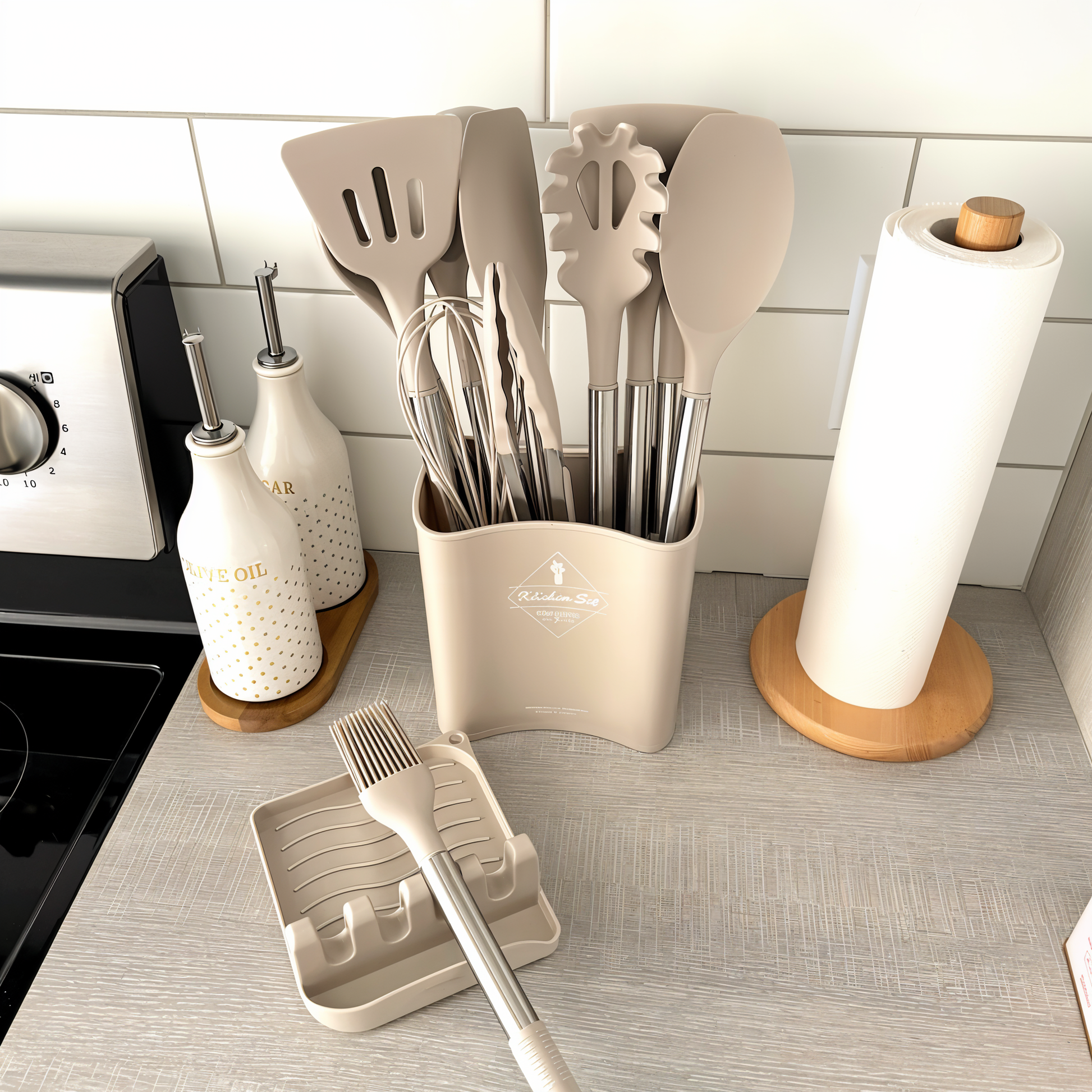 Culinara Pro - 12-Piece Silicone Kitchen Utensil Set with Spatula, Ladle & Whisks 1
