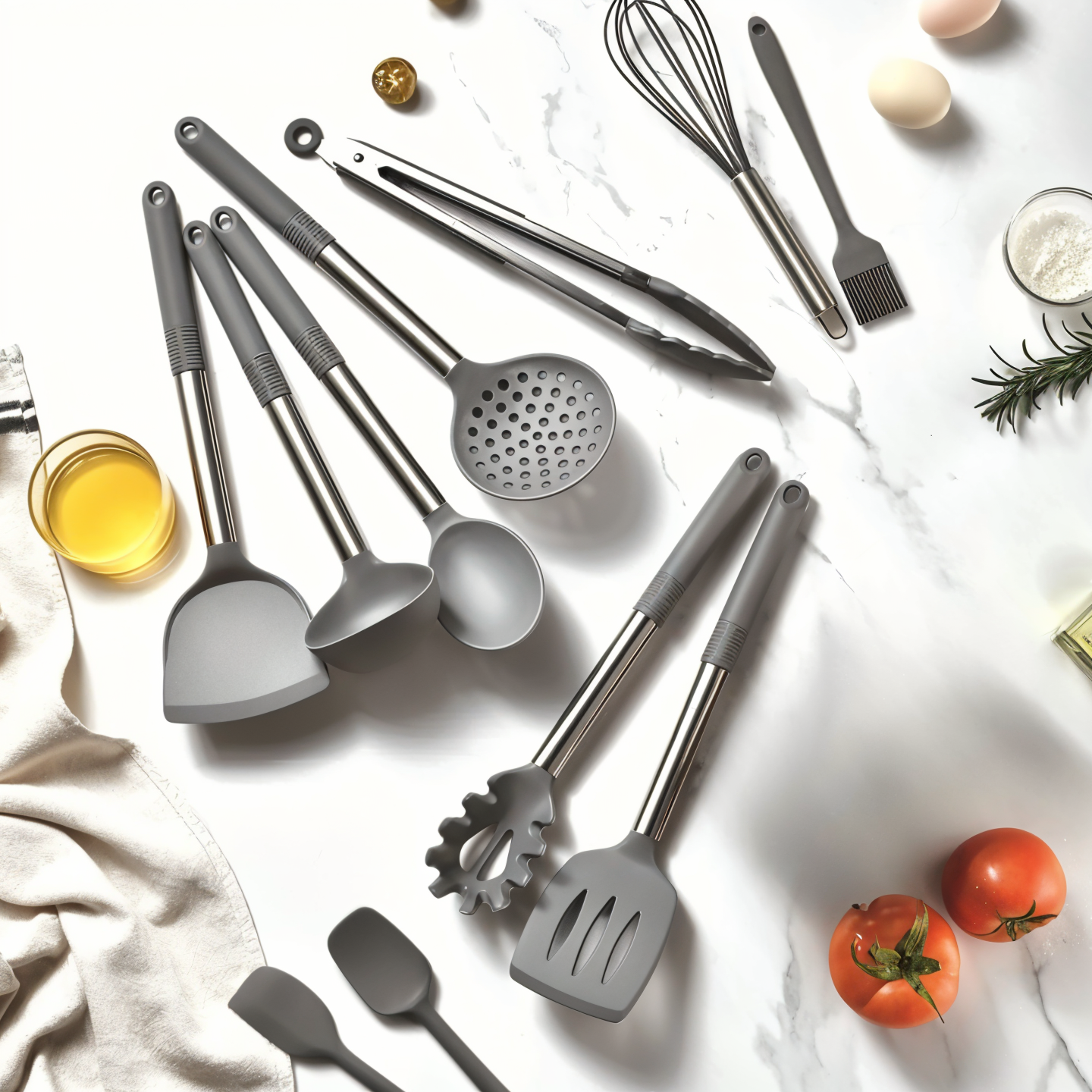 Culinara Pro - 12-Piece Silicone Kitchen Utensil Set with Spatula, Ladle & Whisks 3