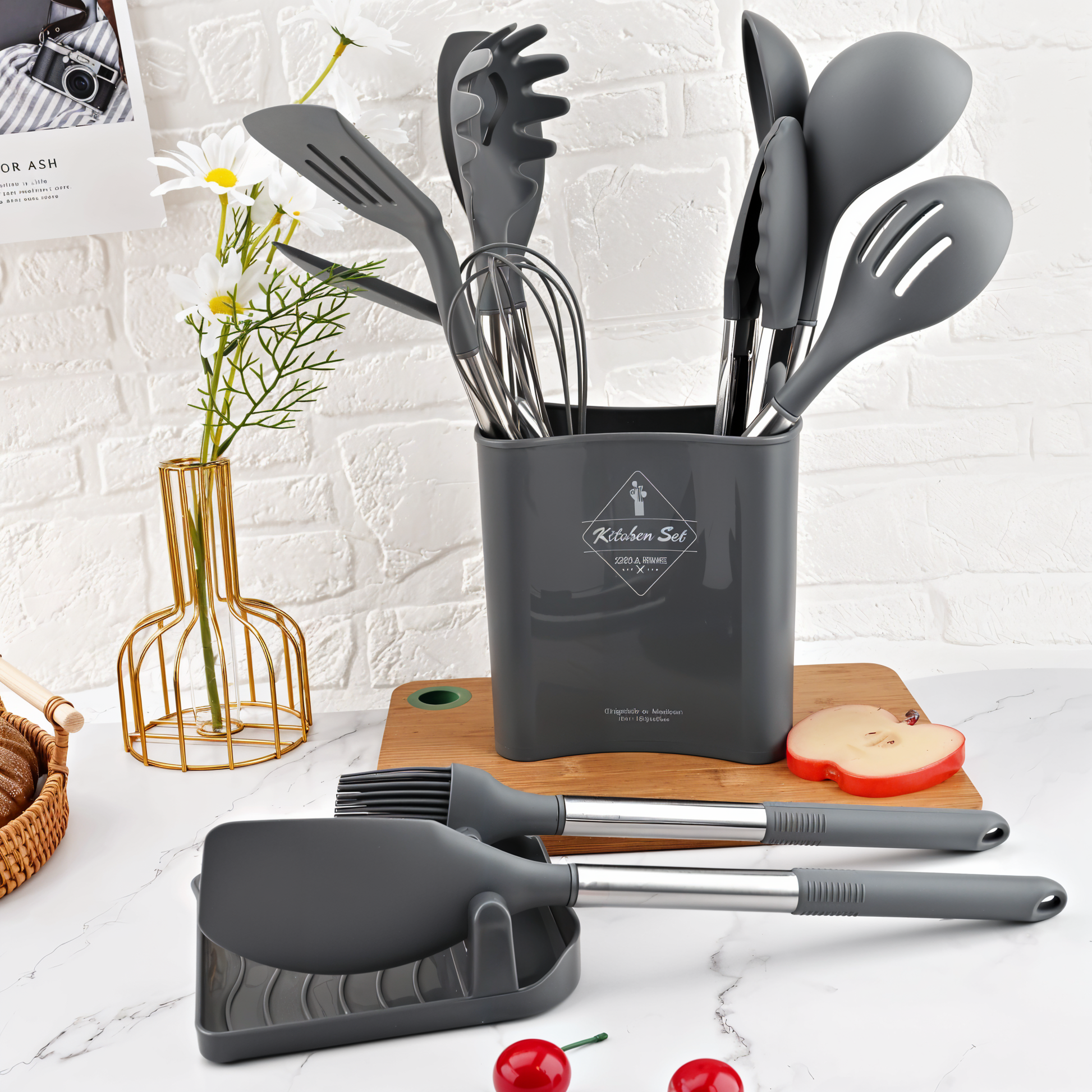 Culinara Pro - 12-Piece Silicone Kitchen Utensil Set with Spatula, Ladle & Whisks 5