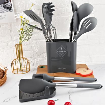Culinara Pro - 12-Piece Silicone Kitchen Utensil Set with Spatula, Ladle & Whisks 5