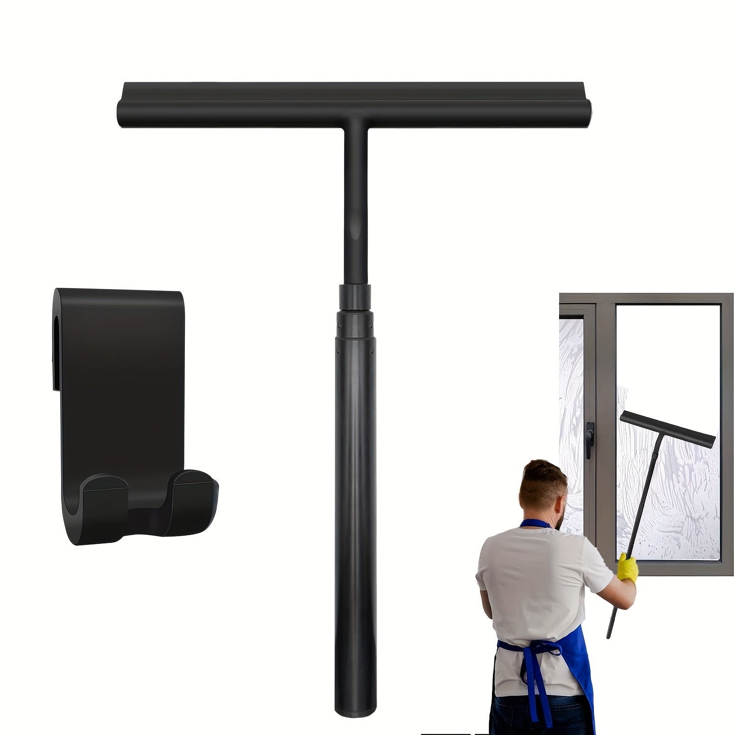 Deluxe Shower Squeegee - Telescopic shower wiper for glass and soil without bending down 1