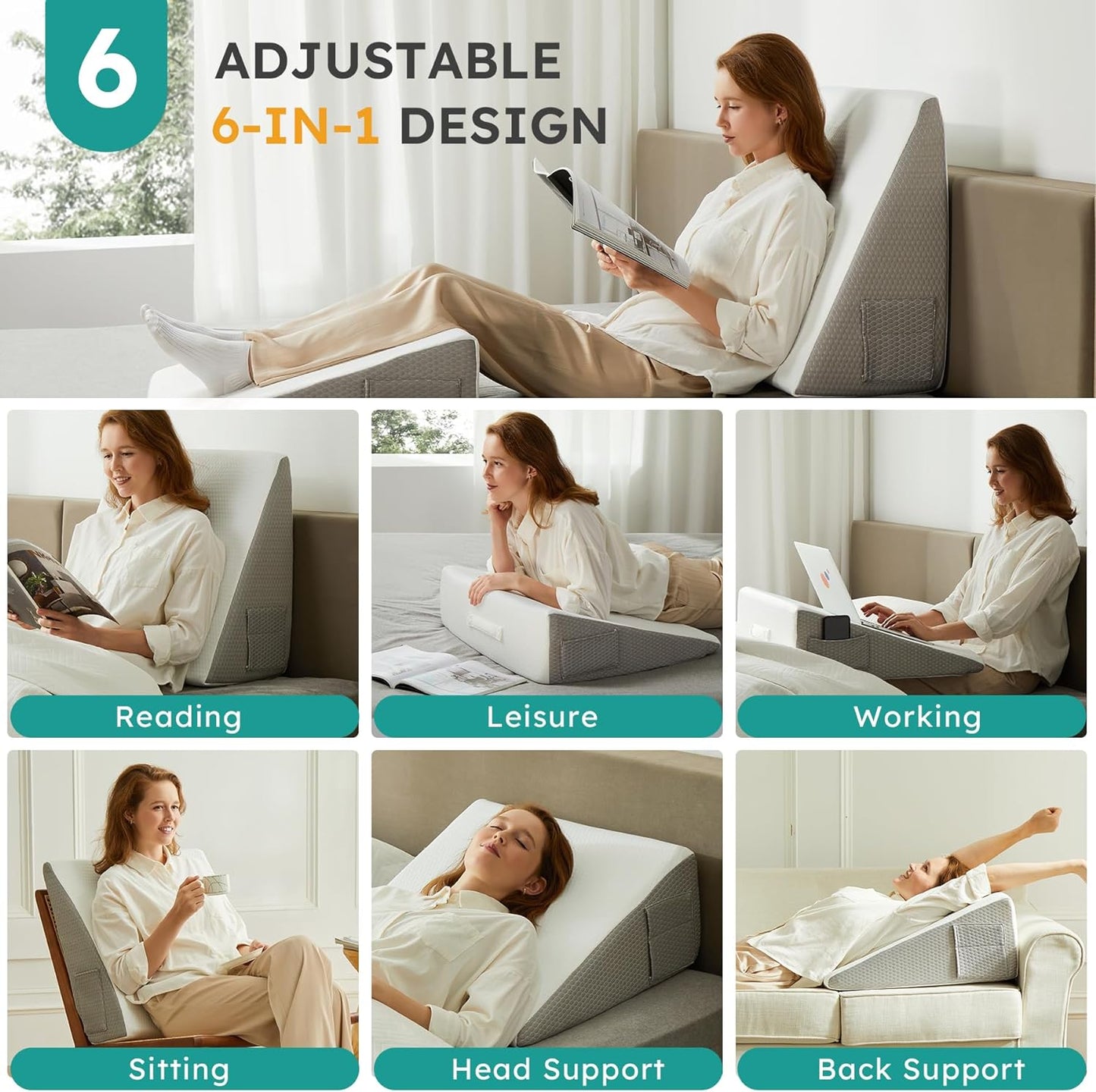 Almohada cuña deluxe – Almohada cuña inclinada para comodidad y soporte