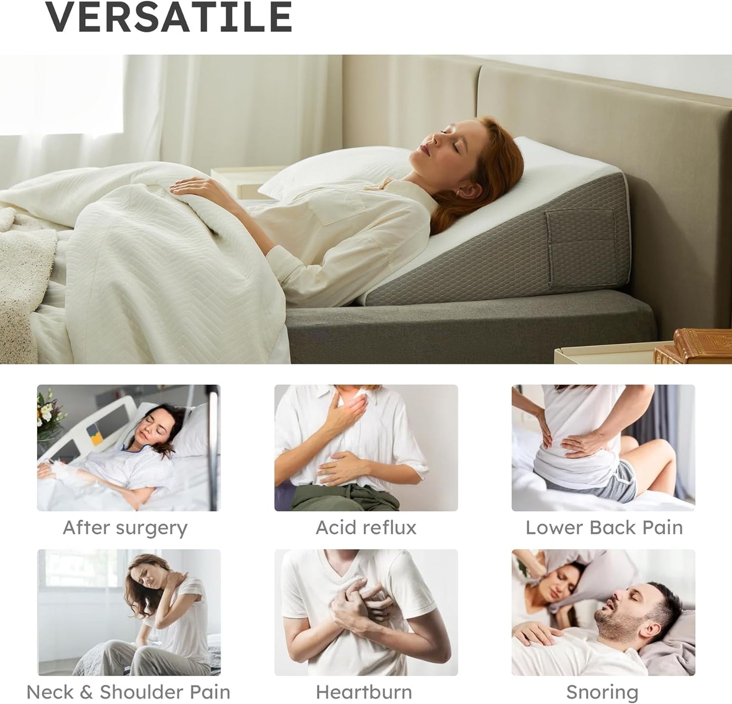 Almohada cuña deluxe – Almohada cuña inclinada para comodidad y soporte