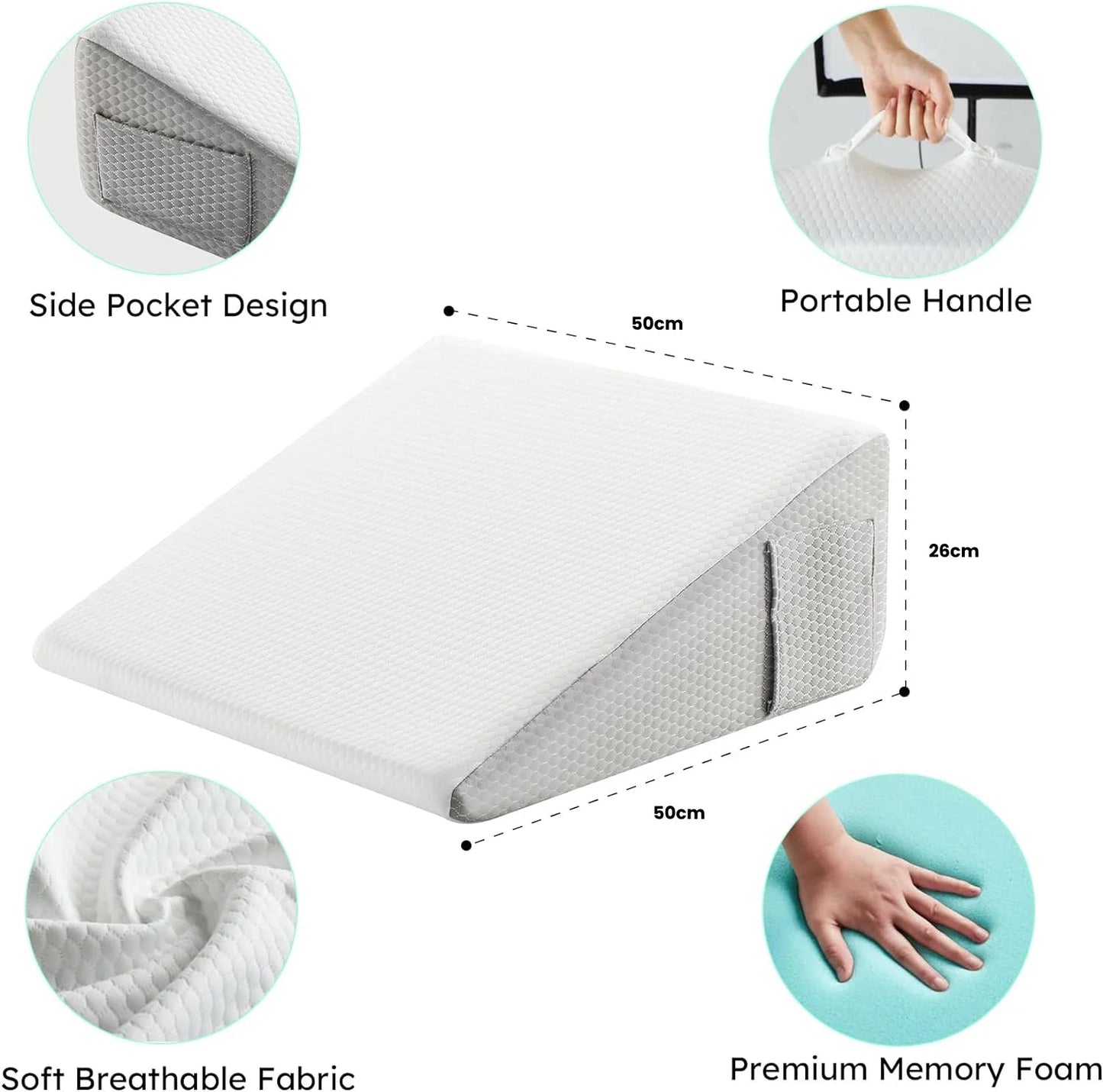 Almohada cuña deluxe – Almohada cuña inclinada para comodidad y soporte