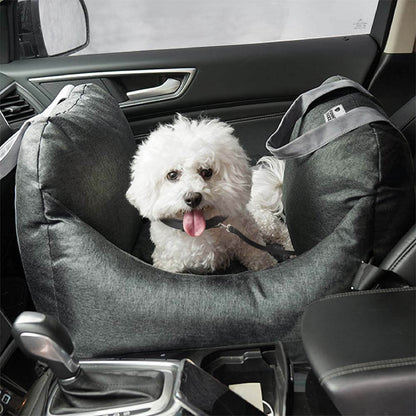 Dog seat bed for cars with adjustable seat belts and washable cover - comfortable and non -slip for safe trips 0
